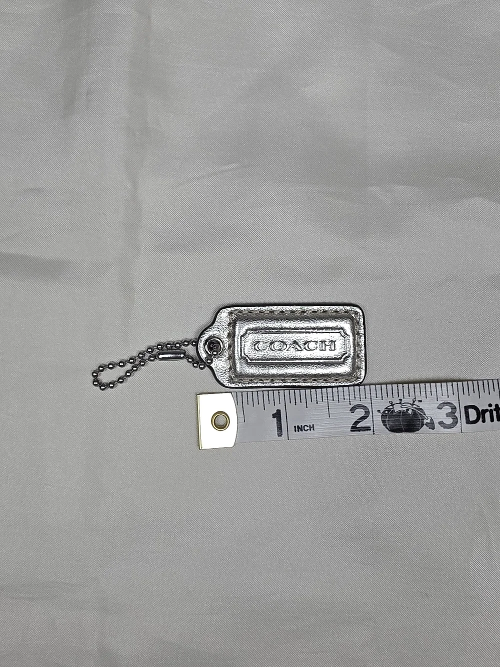 Authentic Vintage Coach Leather Hangtag Replacement Purse Charm Fob - Sliver